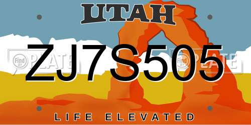 ZJ7S505 Utah License Plate