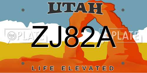 ZJ82A Utah License Plate