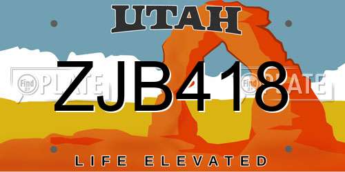 ZJB418 Utah License Plate
