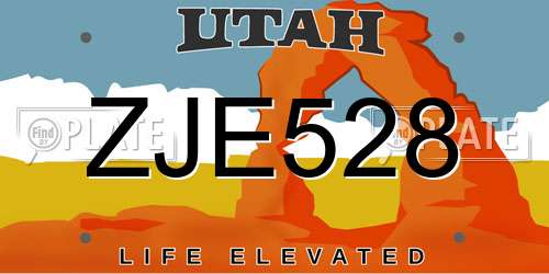 ZJE528 Utah License Plate