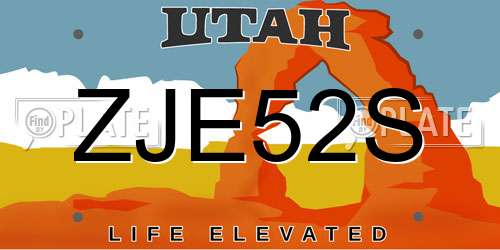 ZJE52S Utah License Plate