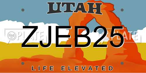 ZJEB25 Utah License Plate
