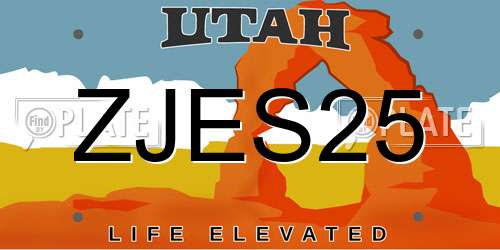 ZJES25 Utah License Plate