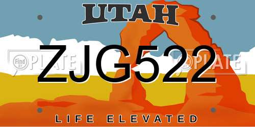 ZJG522 Utah License Plate