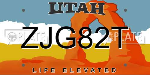 ZJG82T Utah License Plate