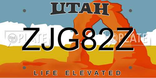 ZJG82Z Utah License Plate