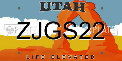 ZJGS22 Utah License Plate