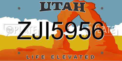 ZJI5956 Utah License Plate