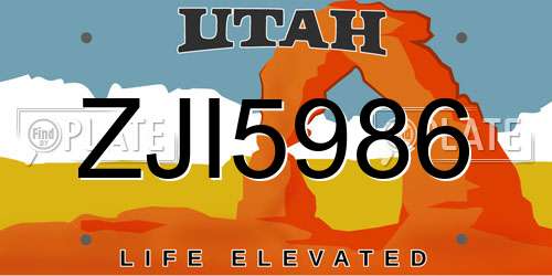 ZJI5986 Utah License Plate