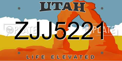 ZJJ5221 Utah License Plate
