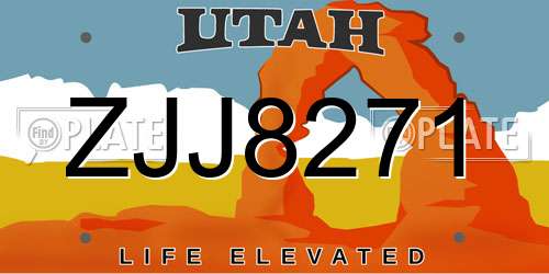ZJJ8271 Utah License Plate