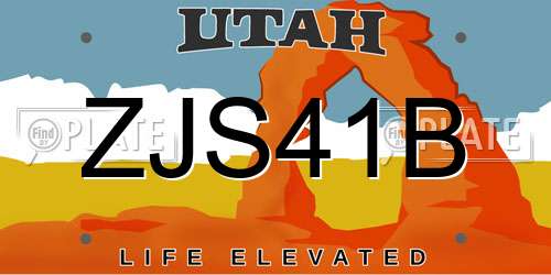 ZJS41B Utah License Plate