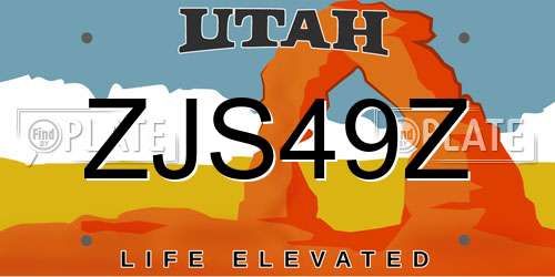 ZJS49Z Utah License Plate