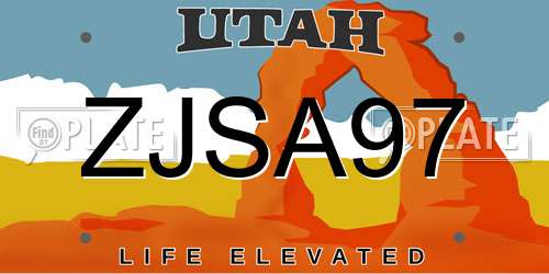 ZJSA97 Utah License Plate
