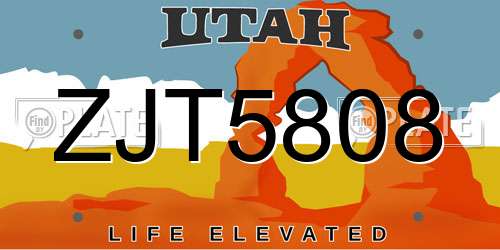 ZJT5808 Utah License Plate