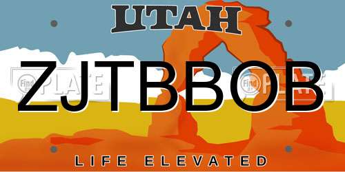 ZJTBBOB Utah License Plate