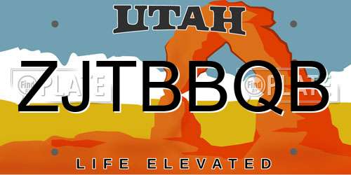 ZJTBBQB Utah License Plate