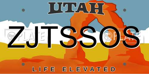 ZJTSSOS Utah License Plate