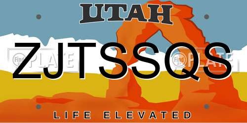 ZJTSSQS Utah License Plate