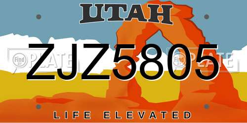 ZJZ5805 Utah License Plate