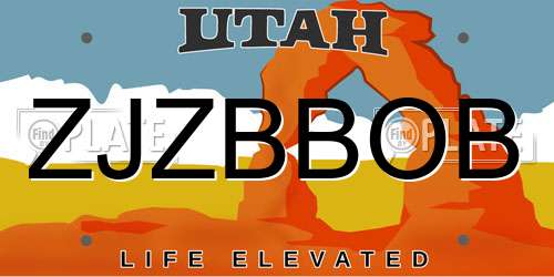 ZJZBBOB Utah License Plate