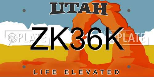 ZK36K Utah License Plate