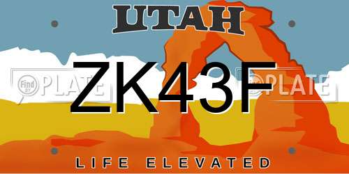 ZK43F Utah License Plate