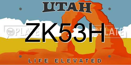 ZK53H Utah License Plate