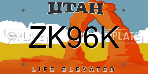 ZK96K Utah License Plate