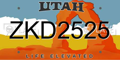 ZKD2525 Utah License Plate