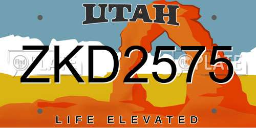 ZKD2575 Utah License Plate
