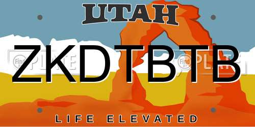 ZKDTBTB Utah License Plate