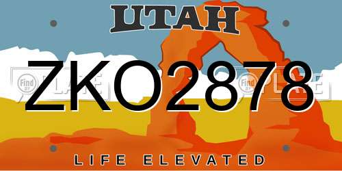 ZKO2878 Utah License Plate