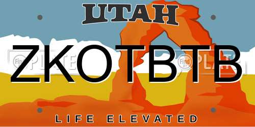 ZKOTBTB Utah License Plate