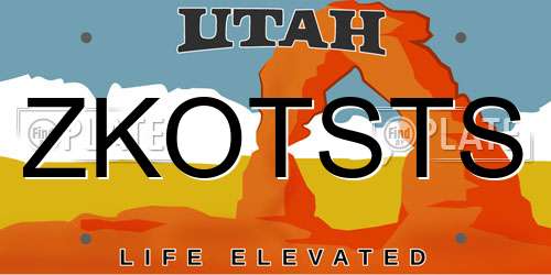ZKOTSTS Utah License Plate