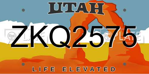 ZKQ2575 Utah License Plate