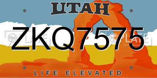 ZKQ7575 Utah License Plate