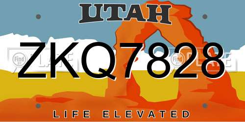ZKQ7828 Utah License Plate