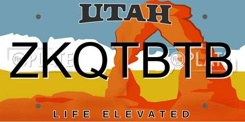 ZKQTBTB Utah License Plate