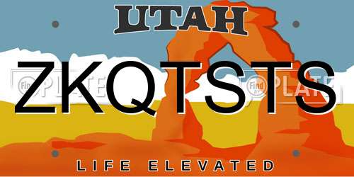 ZKQTSTS Utah License Plate