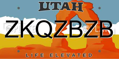 ZKQZBZB Utah License Plate