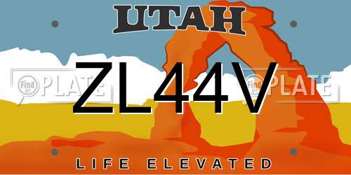 ZL44V Utah License Plate