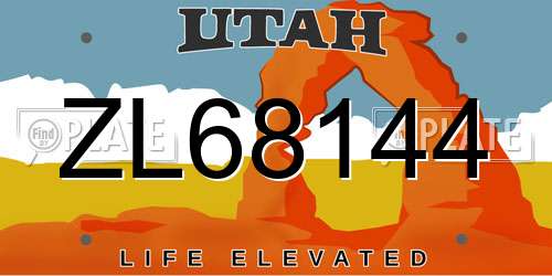 ZL68144 Utah License Plate