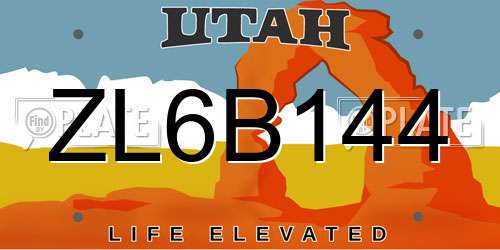 ZL6B144 Utah License Plate