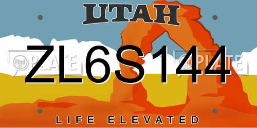 ZL6S144 Utah License Plate