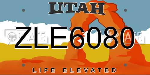 ZLE6080 Utah License Plate