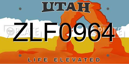 ZLF0964 Utah License Plate