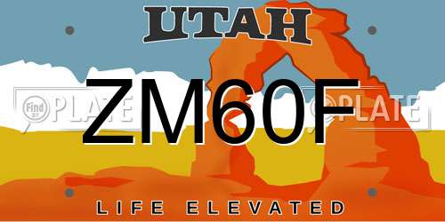 ZM60F Utah License Plate