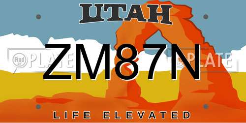 ZM87N Utah License Plate