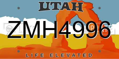 ZMH4996 Utah License Plate